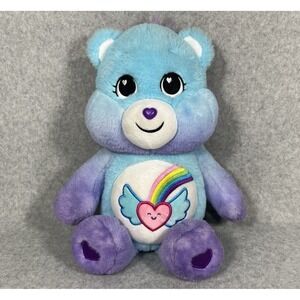 Care Bears 14" Care-a-Lot Bear Plush Dream Bright Blue Purple‎ Ombre Fur 2021
